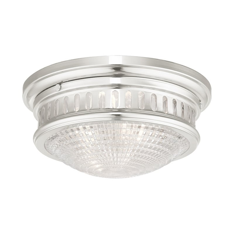 Livex Lighting 2-light Polished Nickel Flush Mount, 73052-35 - 13" Dia. x 5.75" H