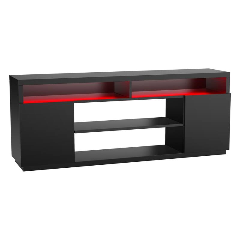68" Modern Black Rectangular RGB LED TV Stand Media Console for up to 75" TV