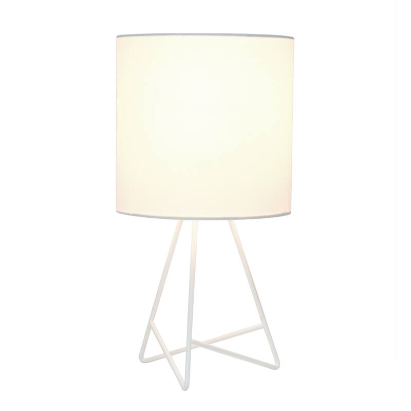 LED Open Wire Framed Table Lamp with Drum Shade - 14" - White
