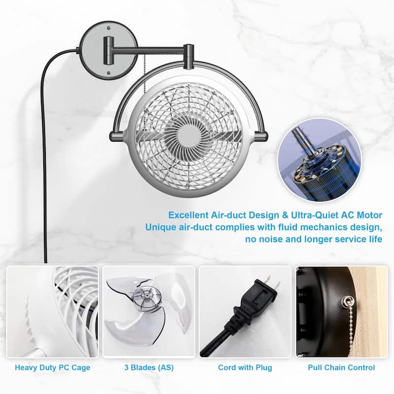 10-inch Industrial Walnut Indoor Wall Mount Fans with Plug in Cord