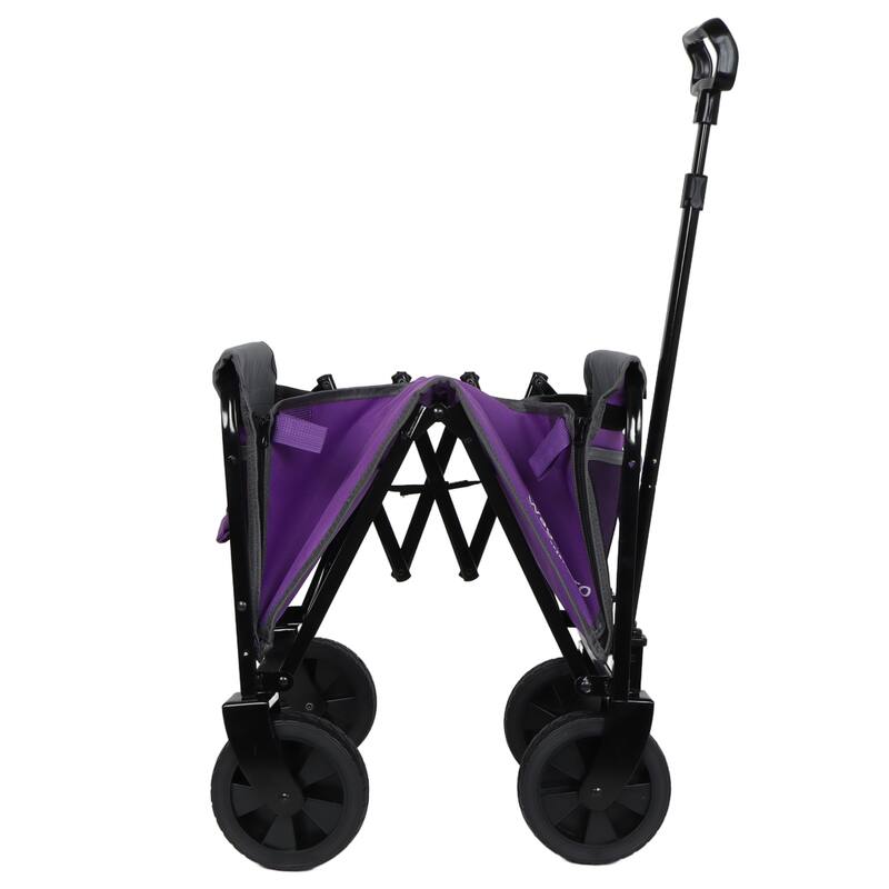 All-in-One Convertible Folding 4-Wheel Trolley with Bench Seat and Dog Leash - Heavy Duty Foldable Utility Trolley for Camping