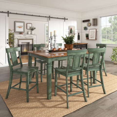 Elena Antique Sage Green Extendable Counter Height Dining Set with Panel Back Chairs by iNSPIRE Q Classic