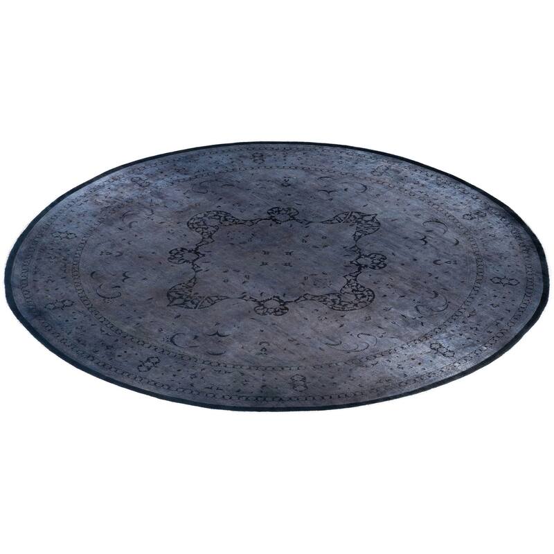 Overdyed One-of-a-Kind Hand-Knotted Area Rug - Gray - 12' 1" x 12' 2"