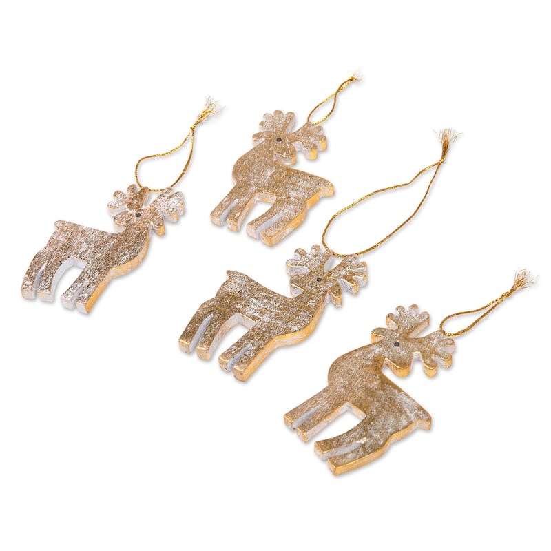 Novica Handmade Glorious Reindeer Wood Holiday Ornaments (Set Of 4)