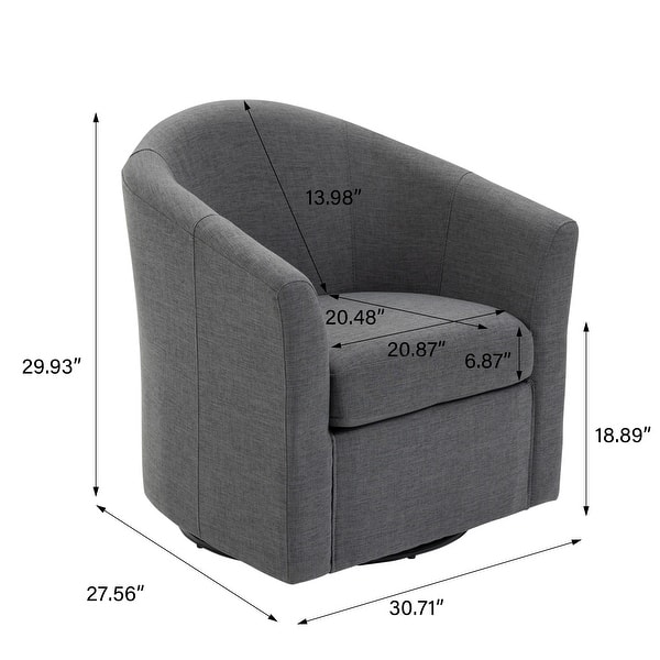 dimension image slide 8 of 11, Modern Upholstered Swivel Barrel Chair Living Room Accent Chair