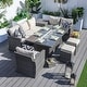 preview thumbnail 8 of 15, Morden Wicker/ Steel 7-piece Outdoor Conversation Firepit Dining Sets