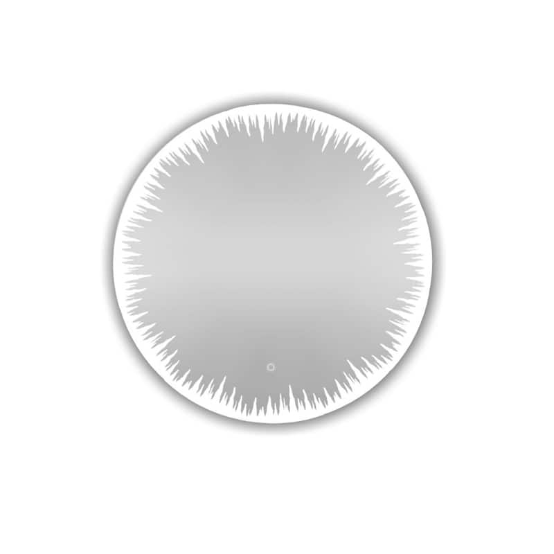 AQUADOM Flame LED Lighted Round Mirror With Dimmer, Defogger, Touch Control - 30"