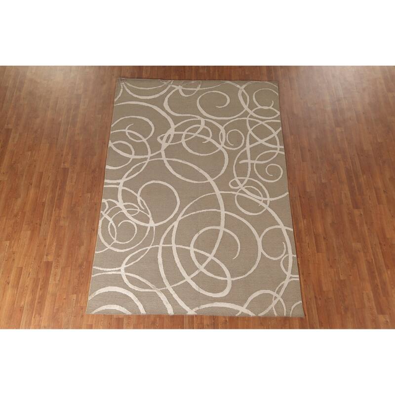 All-Over Nepalese Modern Area Rug Hand-Knotted Wool Carpet - 6'0" x 8'10"