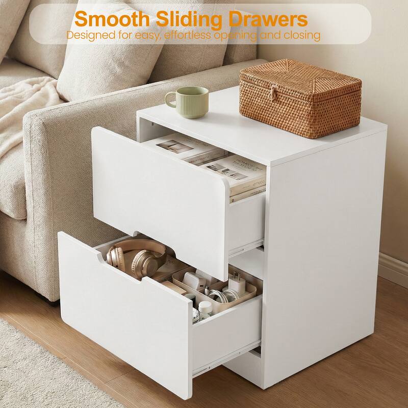 Handless Nightstand with 2 Drawers