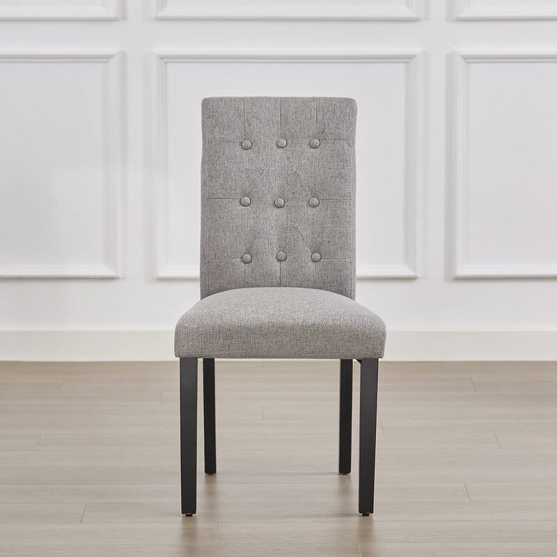Upholstered Dining Chairs Set of 4, Button Tufted Parsons Dining Chair with Solid Wood Legs, Modern Fabric Side Chair