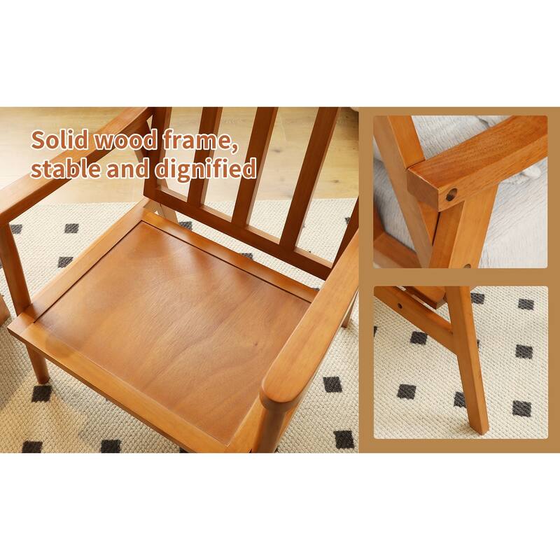 Accent Chair with Solid Wood Frame, Living Room Chair with Soft Fabric Cushion, Cozy Bedroom Chair, Comfy Armless Reading Chair