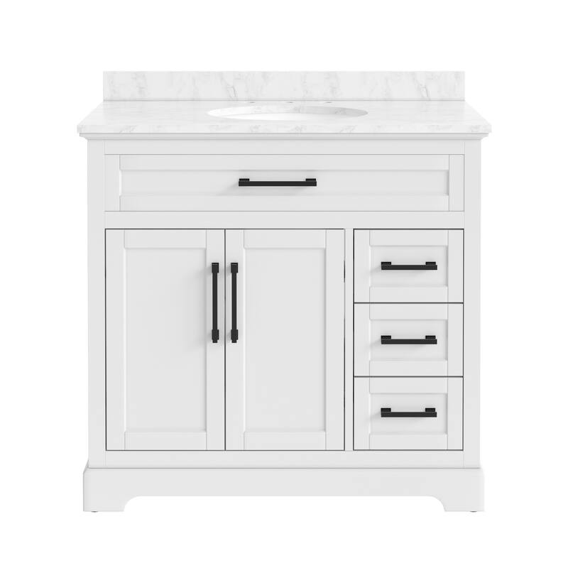 Bathroom Vanity with Marble Countertop without Mirror