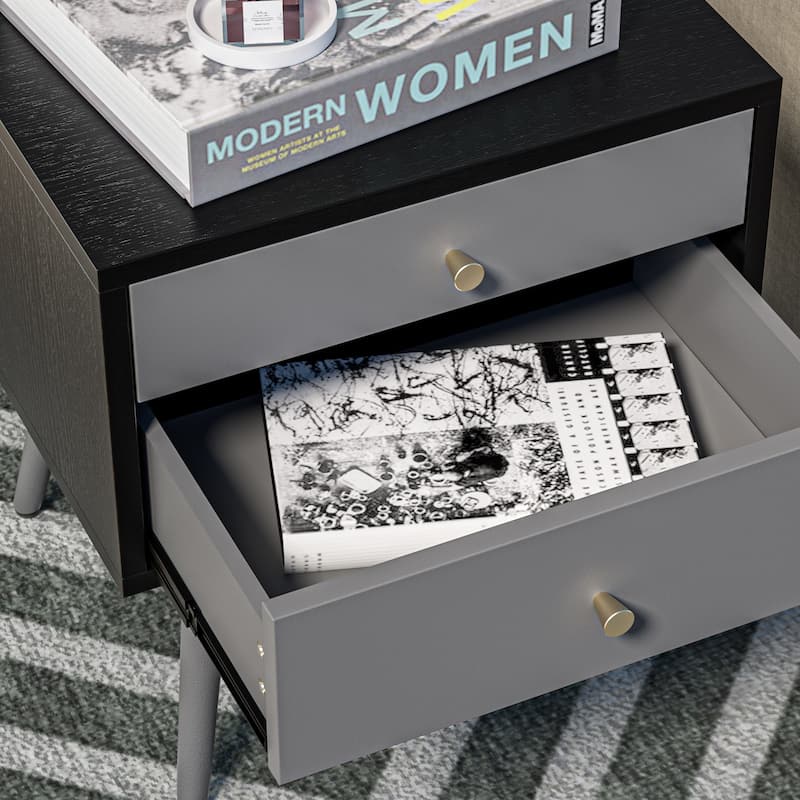 2-Drawer Modern Nightstand/End Table