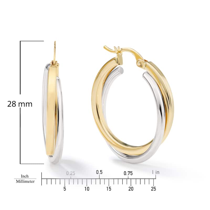 Clover 14K Two-Tone Gold High-Polish Twisted Hoop Earrings