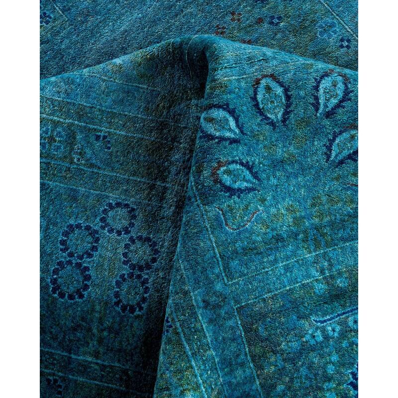 Fine Vibrance One-of-a-Kind Hand-Knotted Area Rug - Blue, 8' 1" x 8' 3" - 8' 1" x 8' 3"