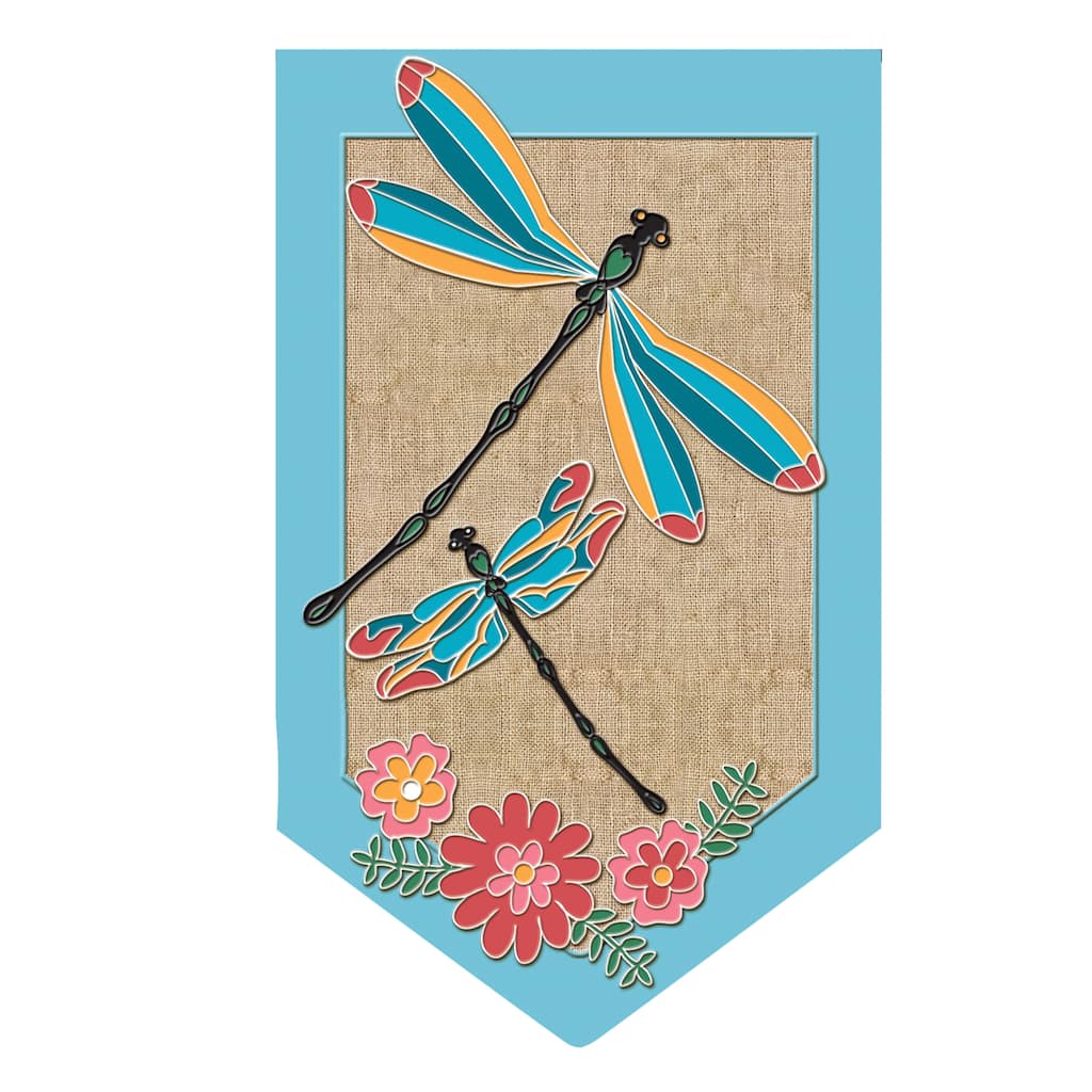 12.5 in. x 18 in. Garden Burlap Dragonflies Flag