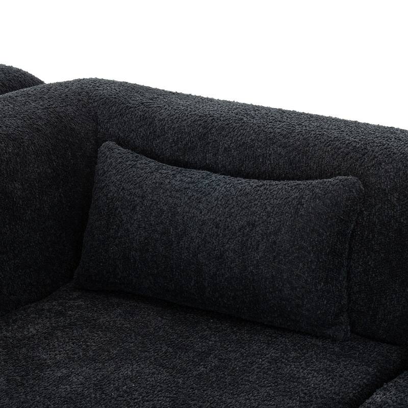 Free Combination Upholstered Sectional Sofa, Sofa Set with Curved Chaise Lounge, Large Floor Couch with Pillows