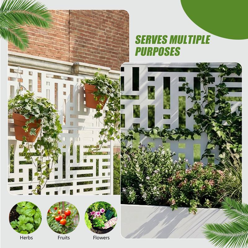 Metal Movable Planter Box with Trellis Privacy Screen Lockable Wheels