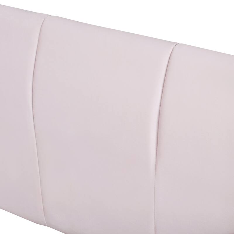 Queen Size Velvet Upholstered Platform Bed with Bedside Desk and Stool, Pink