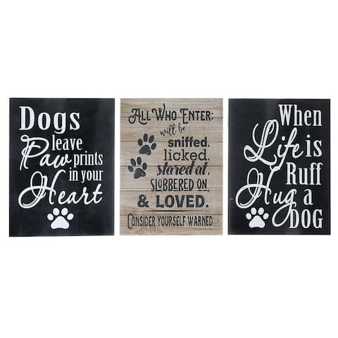Wood Wall Sign (For Dog Lovers) (Asstd) - Set of 3