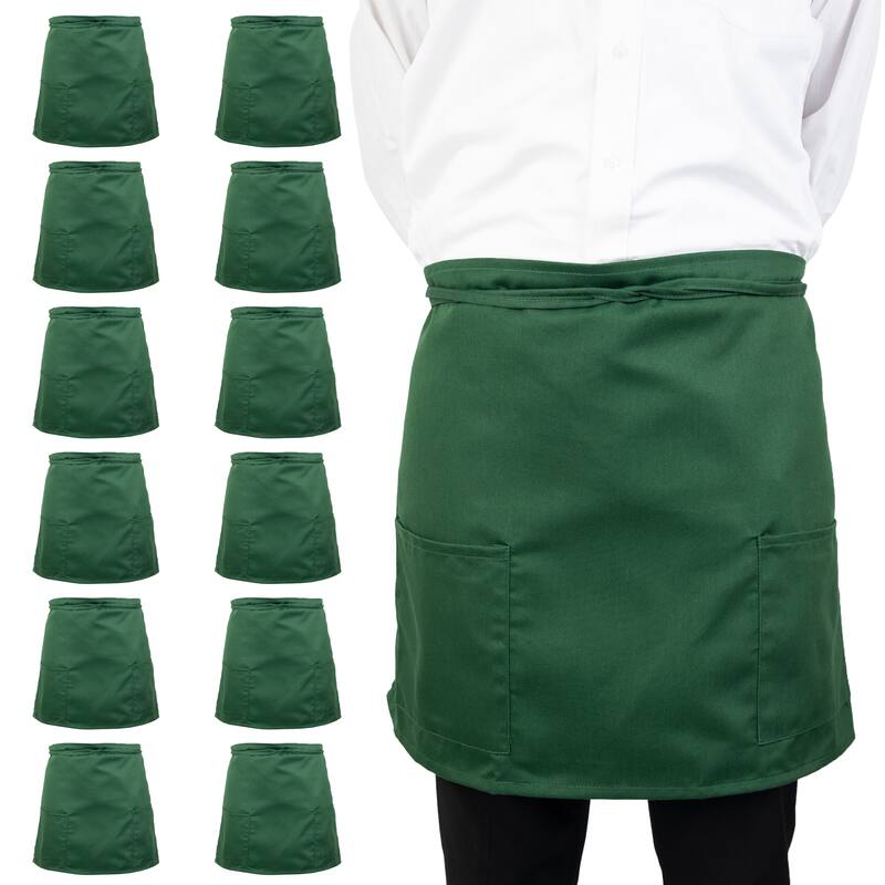 Arkwright Home Half Bistro Aprons - 12 Pack - 18x30 - Hunter Green