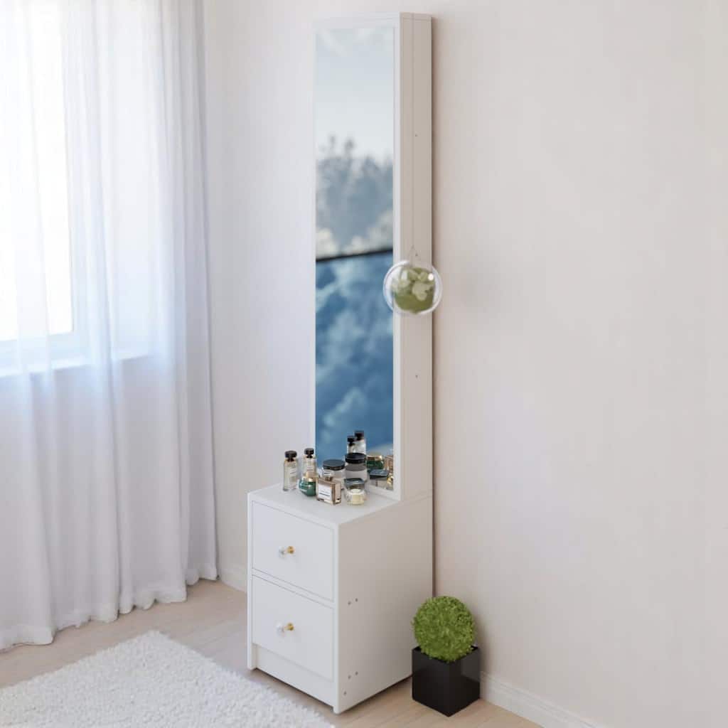 KISRAIS 31.5" Vanity Desk with Mirror, Light Power Station, and Hair dryer bracket