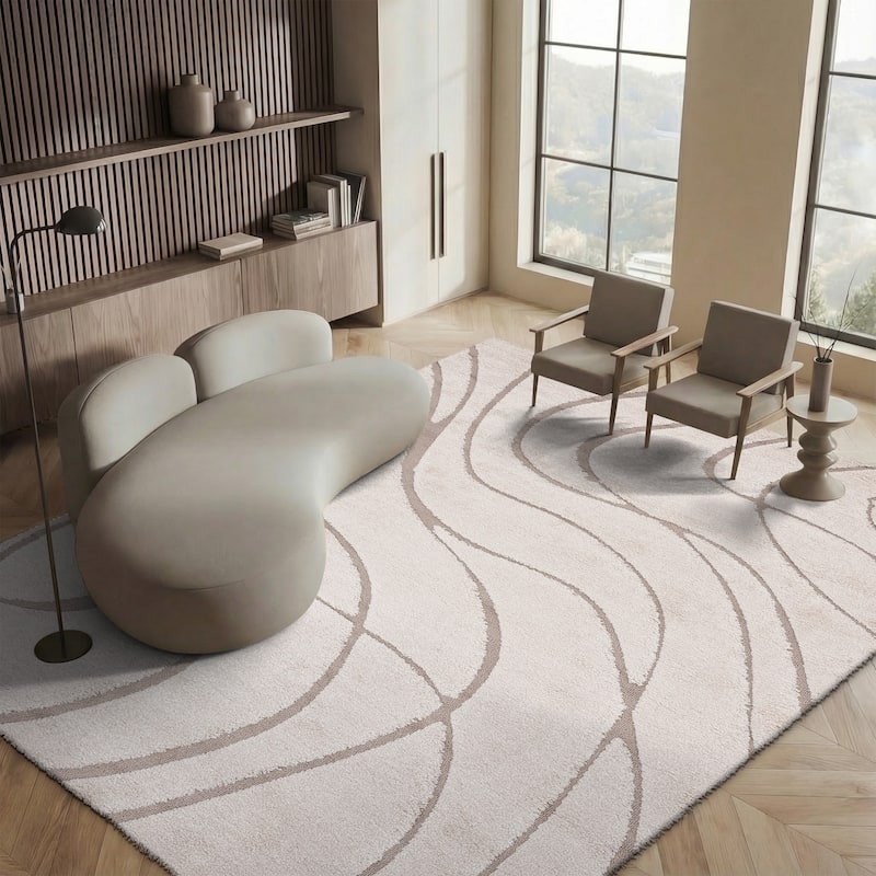 SAFAVIEH Florida Shag Staka Abstract Waves 1.2-inch Area Rug