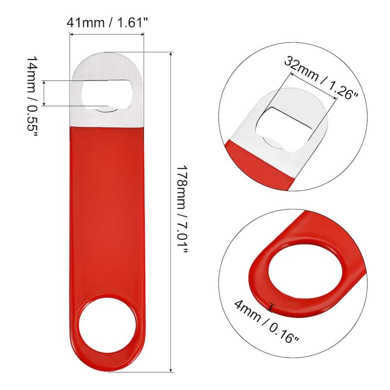 Bottle Opener, 2pcs 7" Stainless Steel Flat Beer Bottle Opener