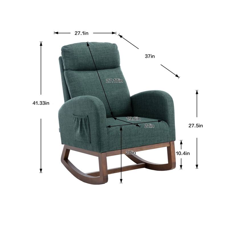 Modern Linen Upholstered Rocking Chair, Living Room Lounge Arm Chair