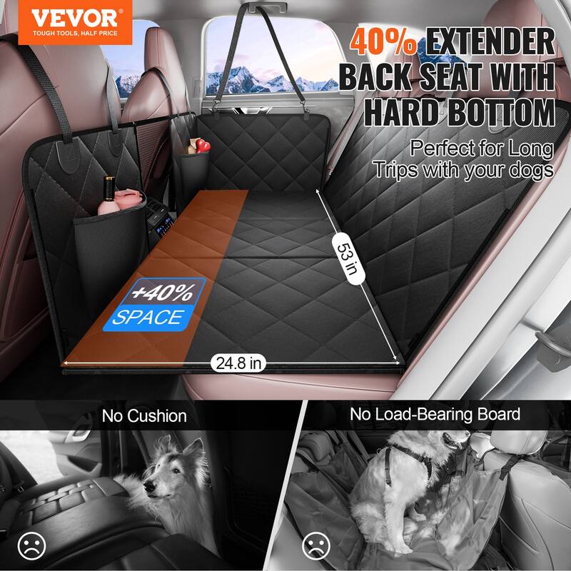 Back Seat Extender for Dogs,Dog Hammock for Car Back seat,Dog Car Seat Cover with Hard Bottom Dog Car Seat Bed