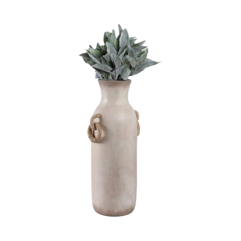Pottery Jute Decorative Vase Rustic Wrapped Handles Clay Design