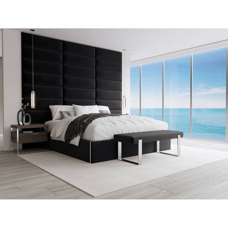 Vant Upholstered Bed Bench - Velvet Black