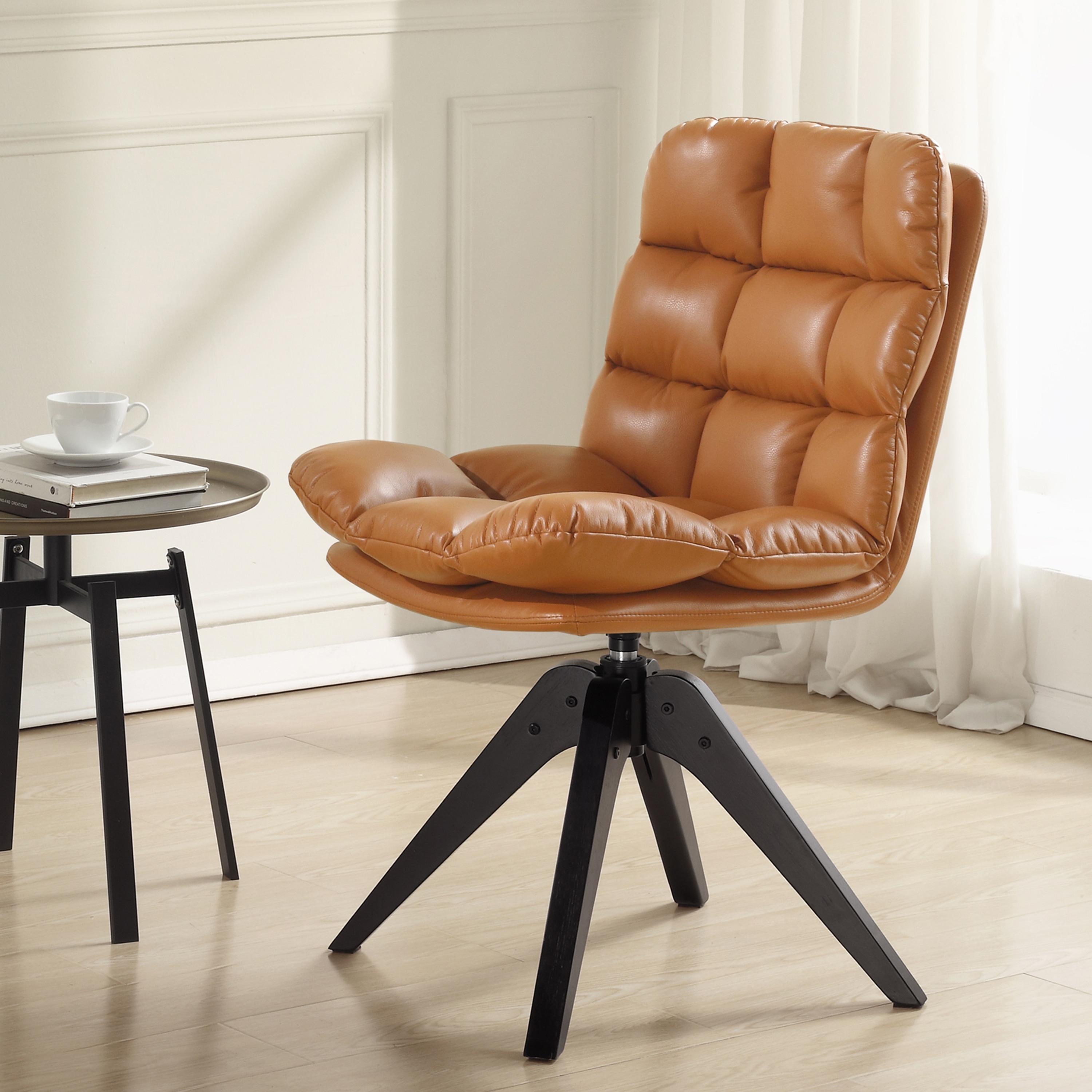 Art Leon Cushioned Swivel Armless Accent Chairs