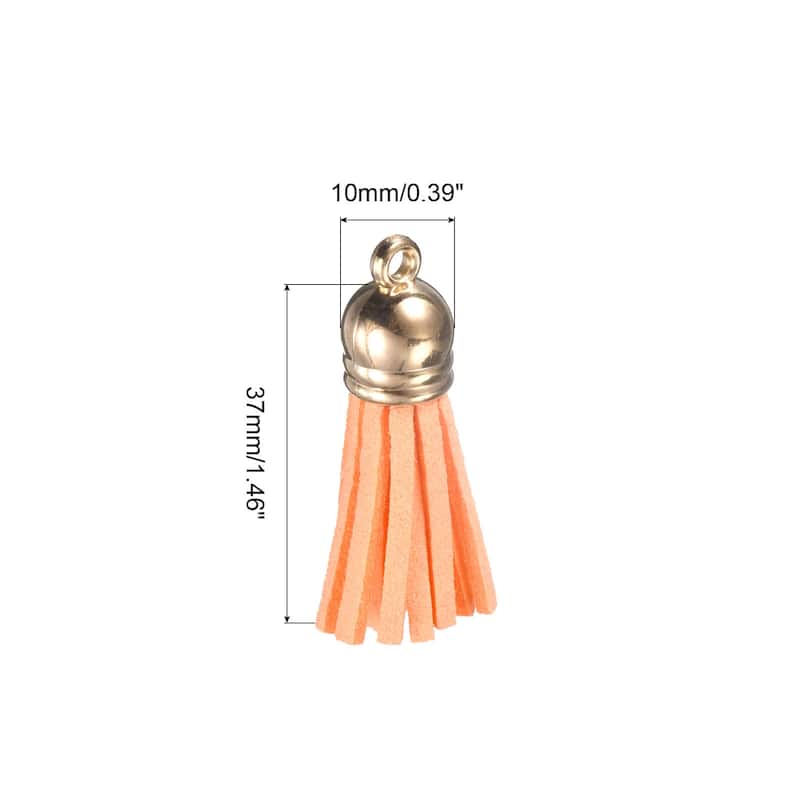 1.46" Leather Tassel Keychain for Bracelet DIY Craft Accessory 120Pcs Red - Orange - 120Pcs