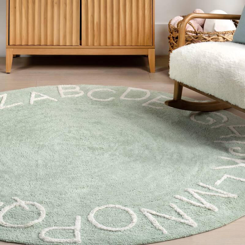 Nuloom Alphabet SpinClean Washable Round Rug