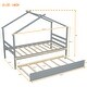 preview thumbnail 8 of 10, Twin House Bed with Trundle and Pull-out Design Wooden Frame for Kids Room