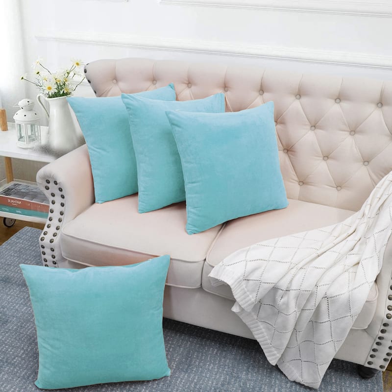 Supersoft 20-inch Throw Pillow Covers (Set of 4) - Light Blue