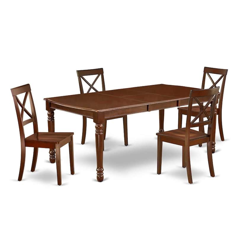 Rectangle Dining Table Set 5pc Rococo Style Table & 4 Chairs 60x78 Inch Butterfly Leaf