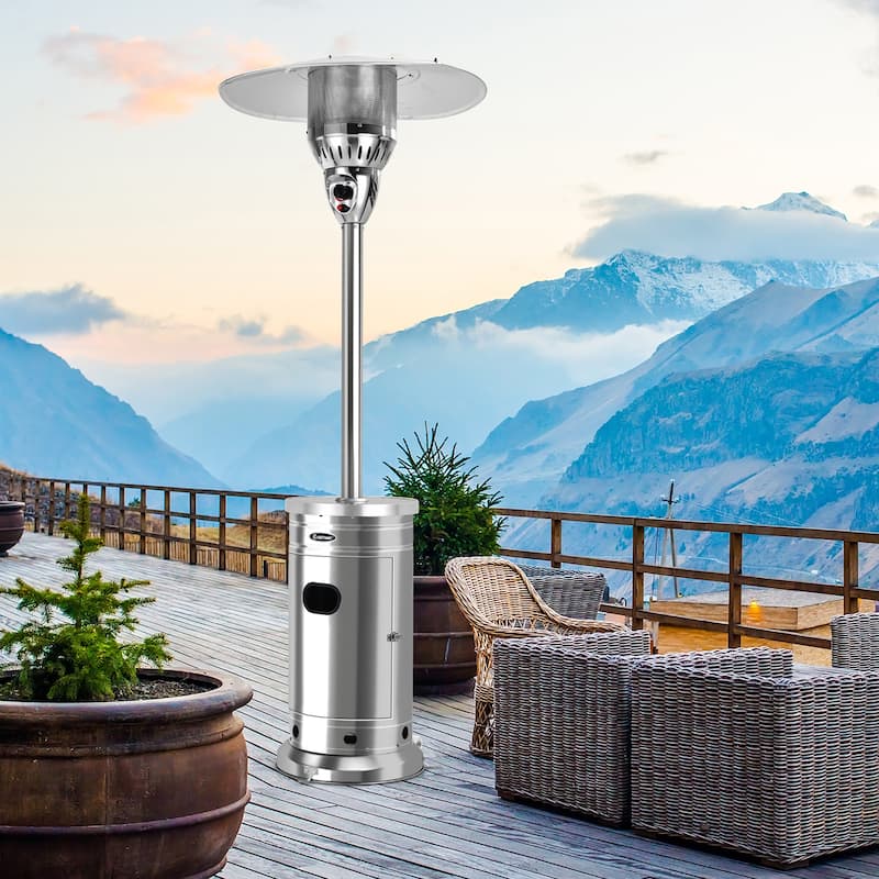 Costway 48,000 BTU Patio Propane Heater Stainless Steel W/Table & - See details