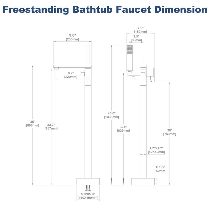Gold/Black/Sliver Freestanding Bathtub Faucet, Floor Mount Bathtub Filler with Handheld Shower