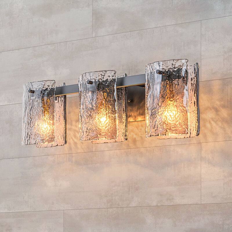 3/4-Light Textured Smoke Glass Wall Sconce — Modern Industrial Vanity Light for Bathroom