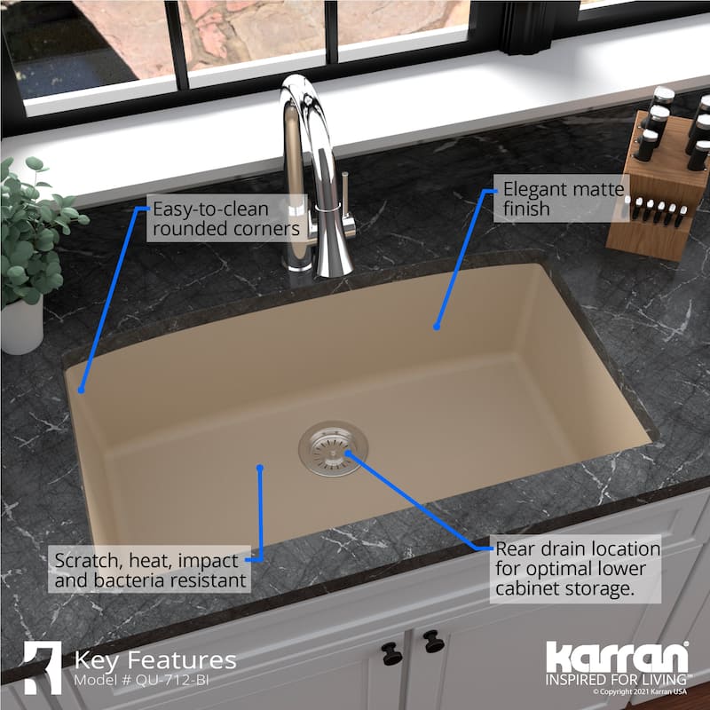 Karran Undermount Quartz Double Bowl Kitchen Sink