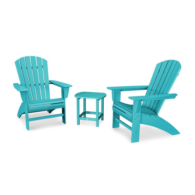 POLYWOOD Nautical 3-piece Adirondack Chair and Table Set - Aruba