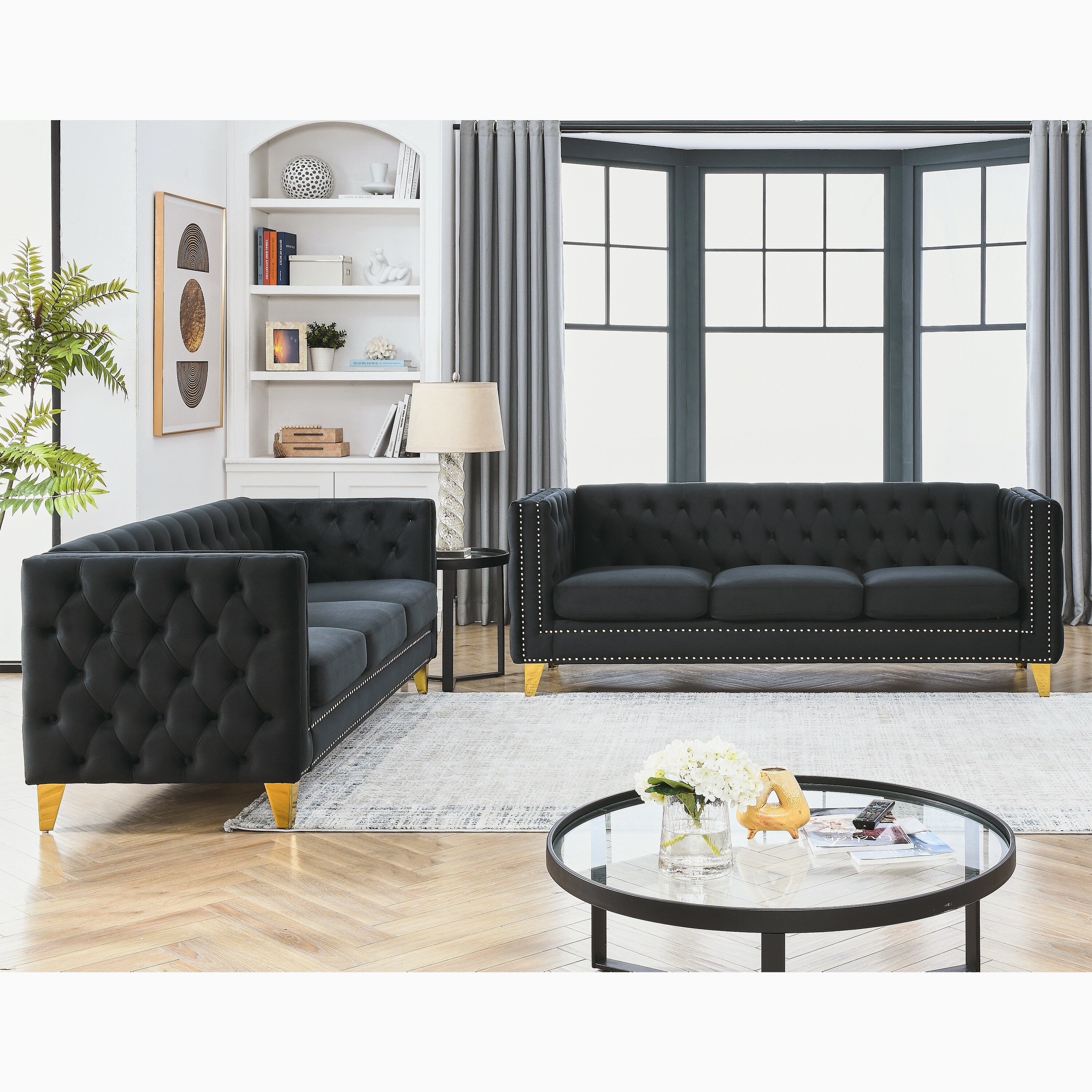 Velvet 6 Seat Sofa Set with 2 Pcs 3 Seat Sofa, Modern Velvet 6 Seat Sofa Set with 2 Pcs 3 Seat Sofa, Modern