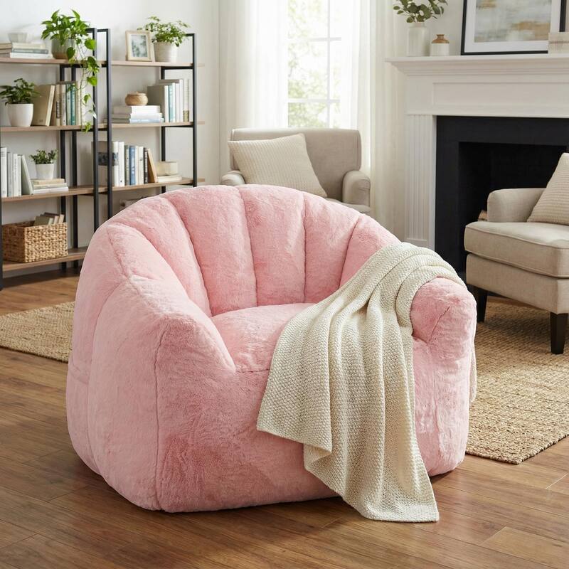Homy Casa Soft Bean Bag Sofa Chair for Living Room Comfort - Pink