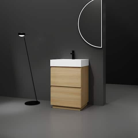 24 in. W x 18 in. D x 35 in. H Single Sink Freestanding Bath Vanity with White Resin Top