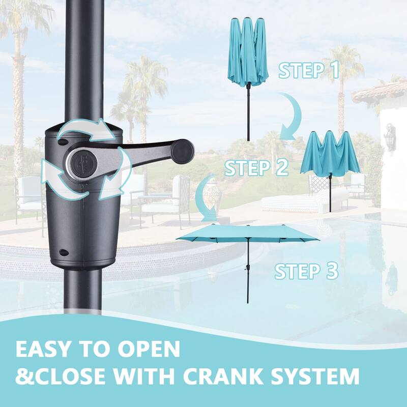 Ainfox 13Ft Large Outdoor Patio Umbrella with Crank With Base