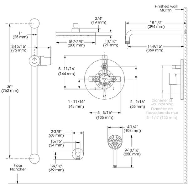 Belanger Delphi Pressure Balanced Shower System from Wall Bed Bath