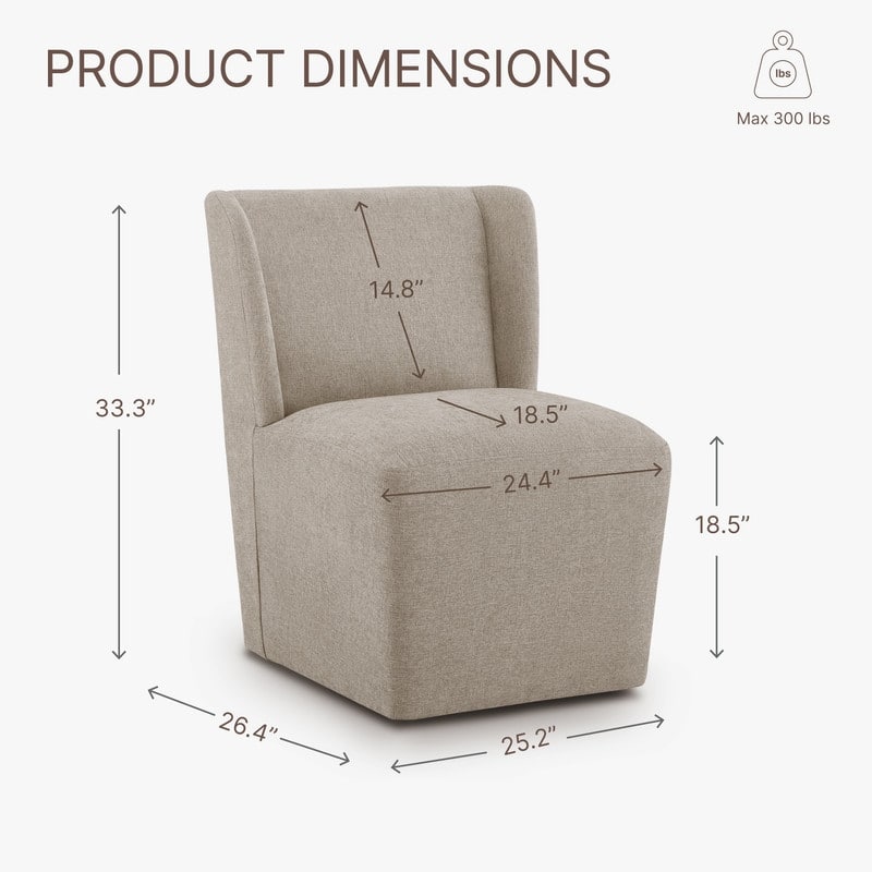 Spruce & Spring Iris Modern Upholstered Fabric Dining Chair with Casters