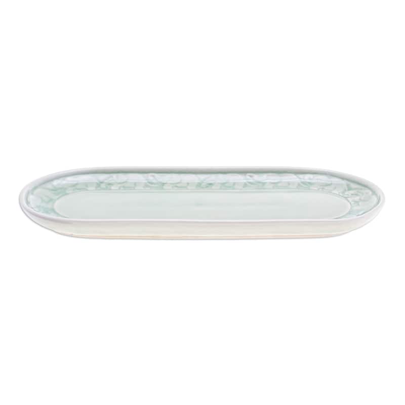 Novica Handmade Divine Parade Celadon Ceramic Tray